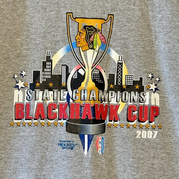Youth Boys YS Chicago Blackhawks 2007 Tee Gray Navy Tommy Hawk - Picture 3 of 6